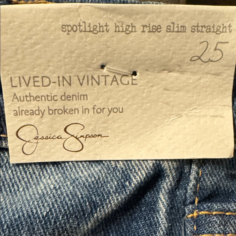 Jessica Simpson Spotlight high-rise slim straight jeans, new with tag size 25 - Picture 6 of 8